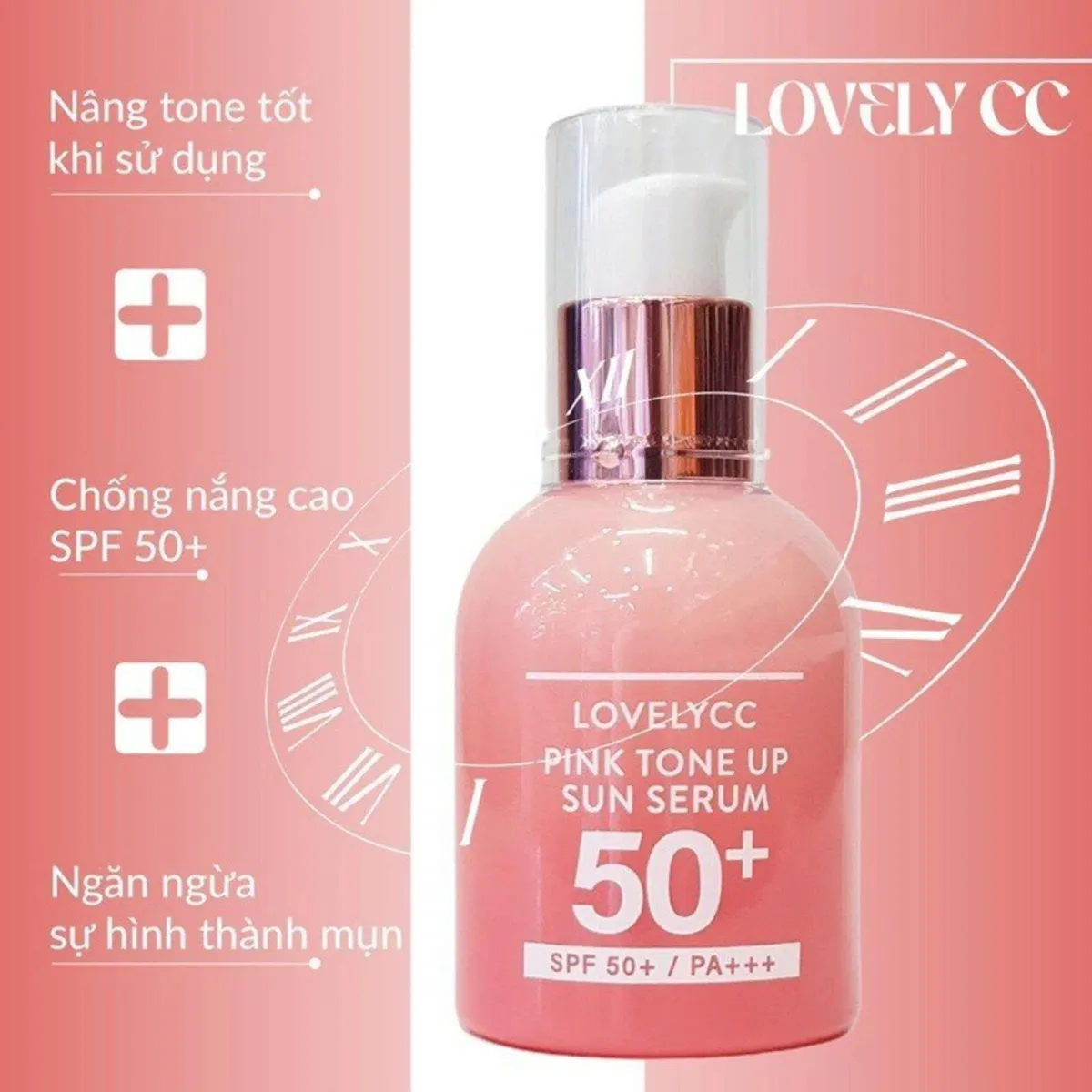 Serum chống nắng Lovely CC Pink Tone Up Sun Serum SPF 50+ PA+++ Nâng Tone Da Trắng Hồng 30ml