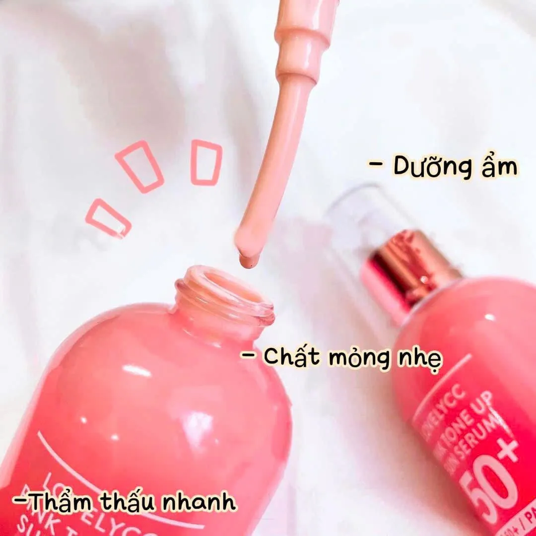 Serum chống nắng Lovely CC Pink Tone Up Sun Serum SPF 50+ PA+++ Nâng Tone Da Trắng Hồng 30ml