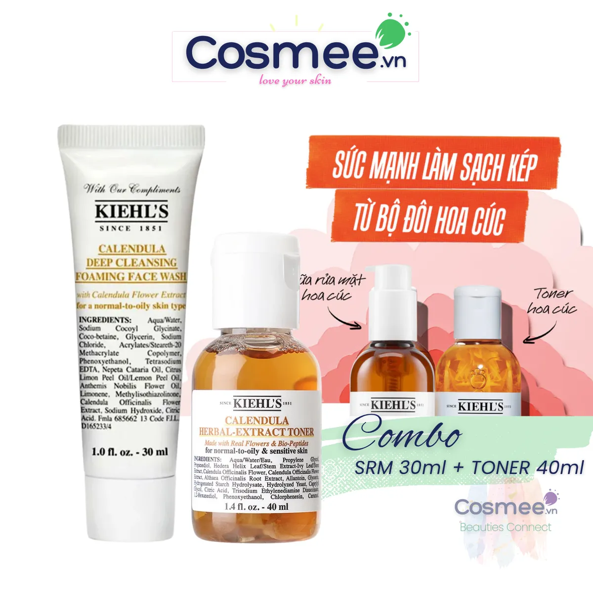 COMBO Dưỡng da hoa cúc Kiehl's - Travelsize 30ml+40ml