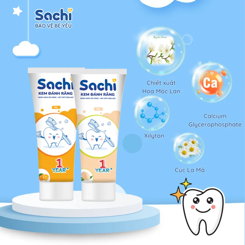 Kem Đánh Răng SACHI Làm Sạch Mảng Bám, Giúp Chắc Khỏe Răng Cho Trẻ Từ 12 Tháng Tuổi