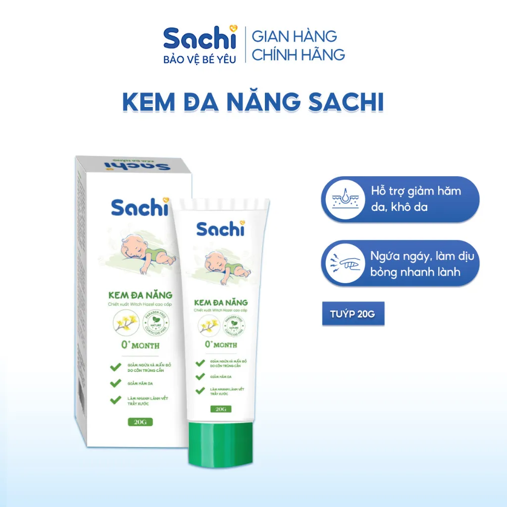 Kem Đa Năng SACHI Hỗ Trợ Giảm Hăm Da, Khô Da, Làm Dịu Bỏng, Nhanh Lành Vết Thương, Tuýp 20g