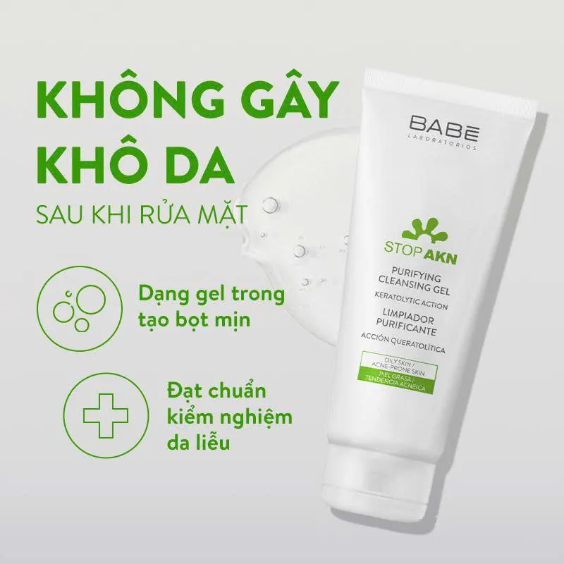 Sữa rửa mặt BABE Stop Akn Purifying Cleansing Gel 200ml