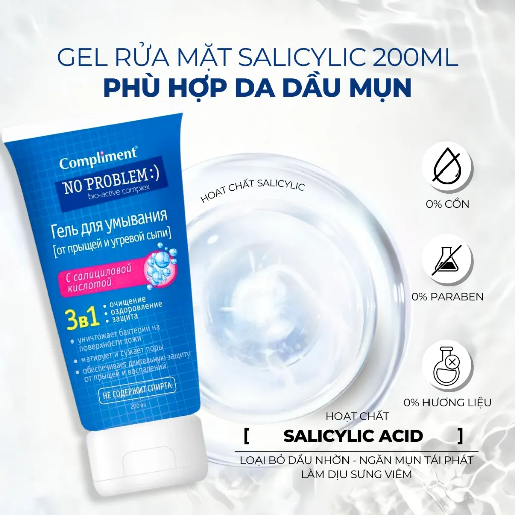 Combo Tẩy Trang L'Oreal Crystal & Gel Rửa Mặt Compliment 200ml + 95ml