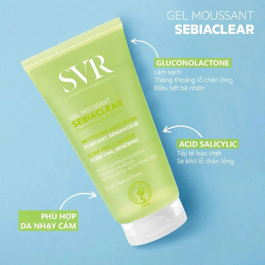 Sữa Rửa Mặt SVR Sebiaclear Gel Mousant - Travelsize 55ml