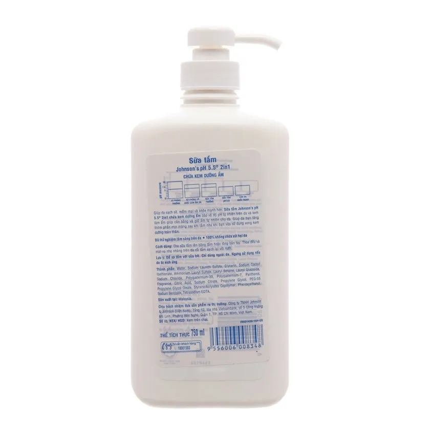 Sữa Tắm Johnson's Adult pH 5.5 Dưỡng Ẩm Da Dành Cho Người Lớn 750ml