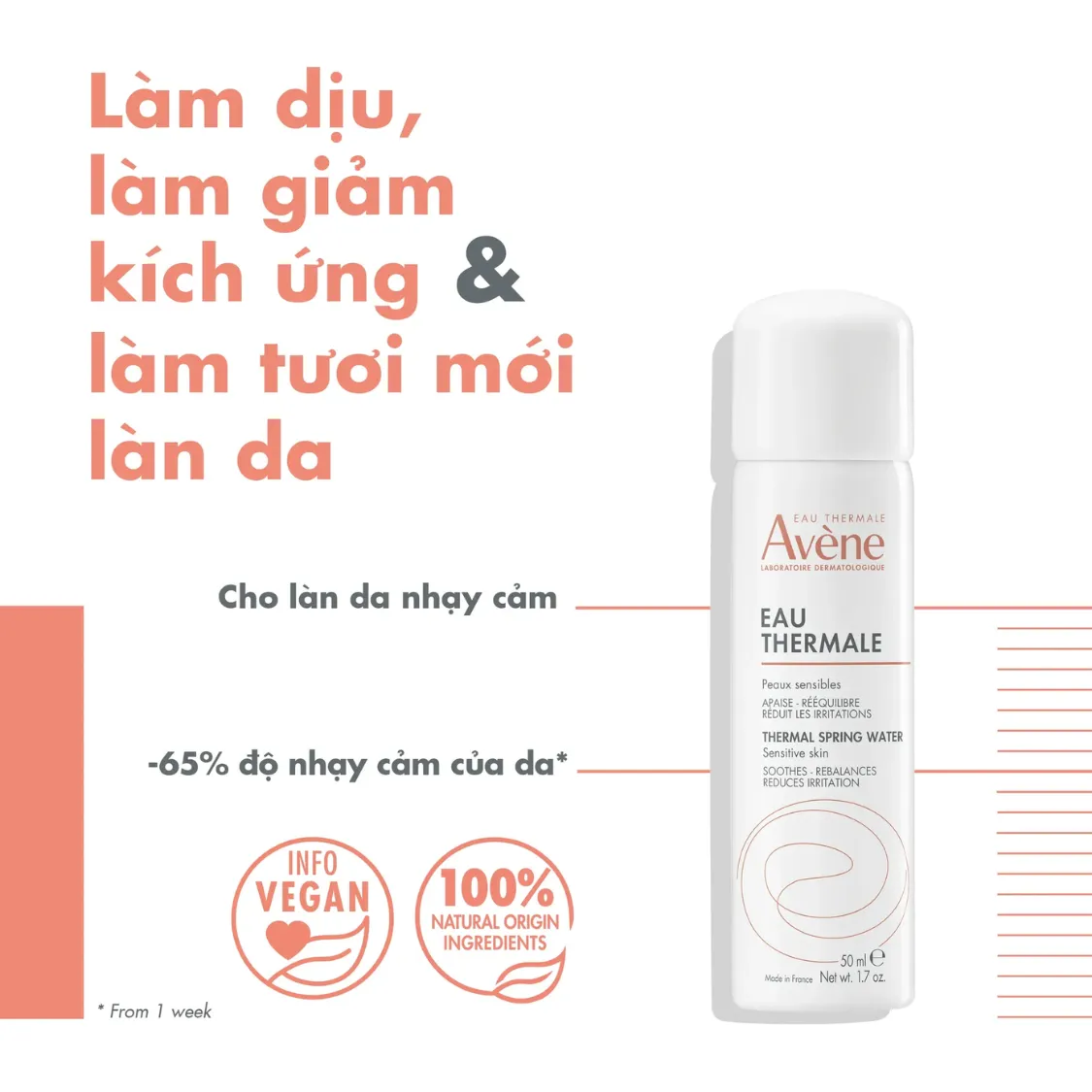 Xịt Khoáng AVENE Thermal Spring Water Làm Dịu, Dưỡng Ẩm Tức Thì 50ml
