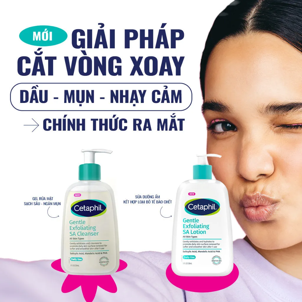 Dưỡng Ẩm CETAPHIL Gentle Exfolioating SA Lotion Tẩy Tế Bào Chết Dịu Nhẹ Cho Da Mụn Nhạy Cảm 236ml