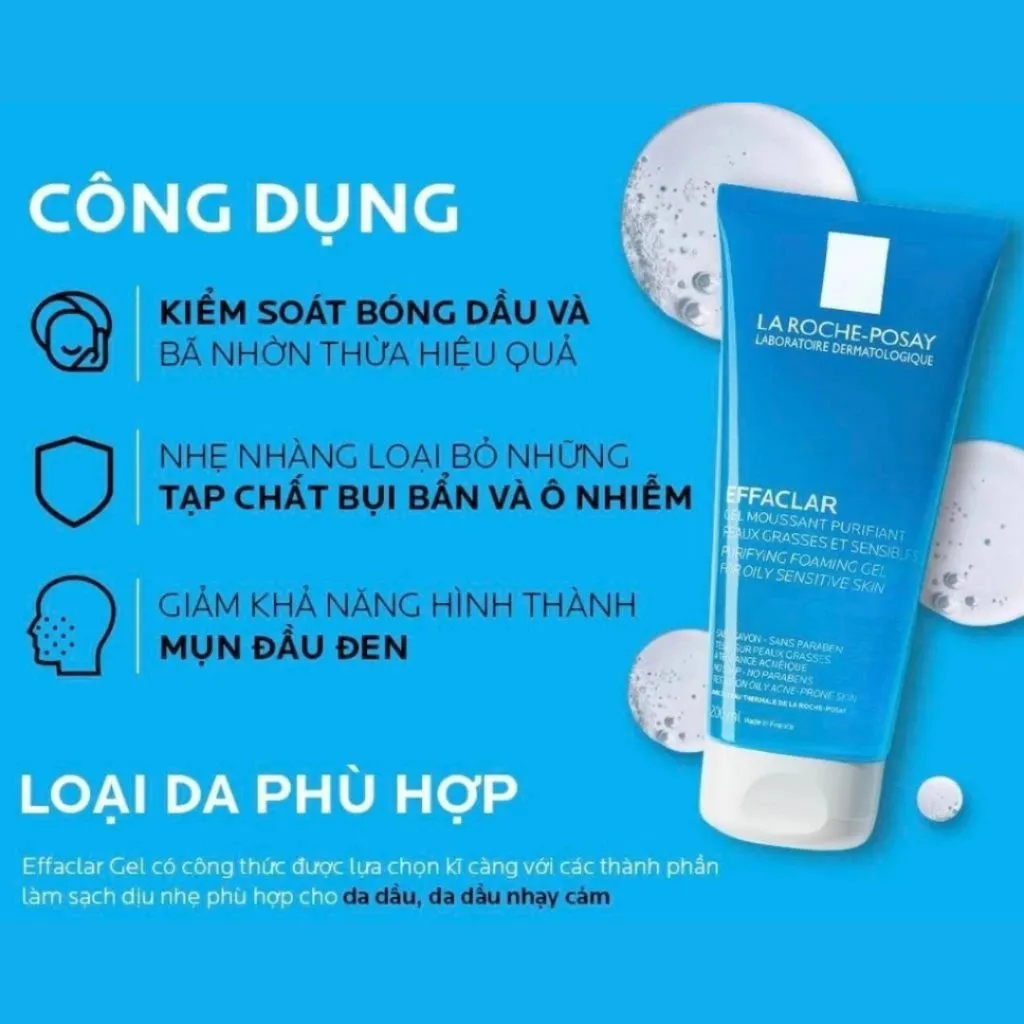 Sữa Rửa Mặt LA ROCHE-POSAY Effaclar Purifying Foaming Giúp Làm Sạch Sâu Cho Da Dầu Mụn 50ml
