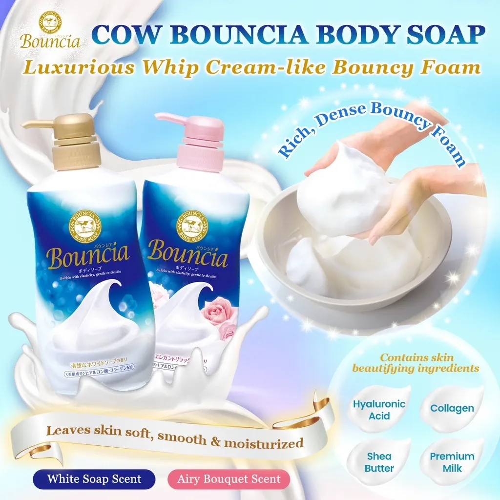Sữa Tắm Chiết Xuất Sữa Bò BOUNCIA Cow Brand Body Soap Tạo Bọt Siêu Mịn, Dưỡng Ẩm Sâu Cho Da
