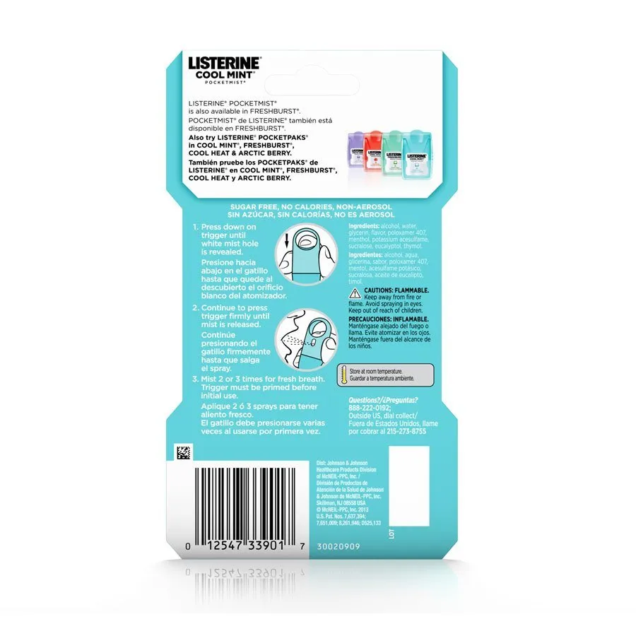 Xịt Thơm Miệng LISTERINE Cool Mint Pocketmist Hương Bạc Hà Thơm Mát 7.7ml
